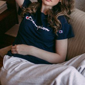 Navy Blue Champion Logo Tee